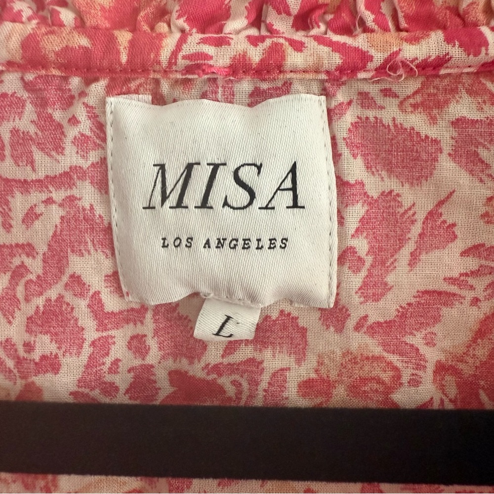 MISA Los Angeles Lilian Pink Floral Lace Trim Ruffle Mini Boho Cottagecore Dress - Picture 5 of 9